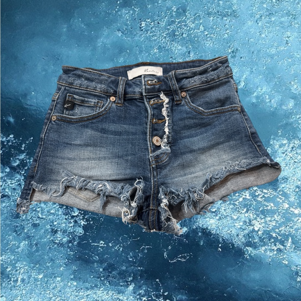 KanCan Dark Blue Distressed Jean Shorts